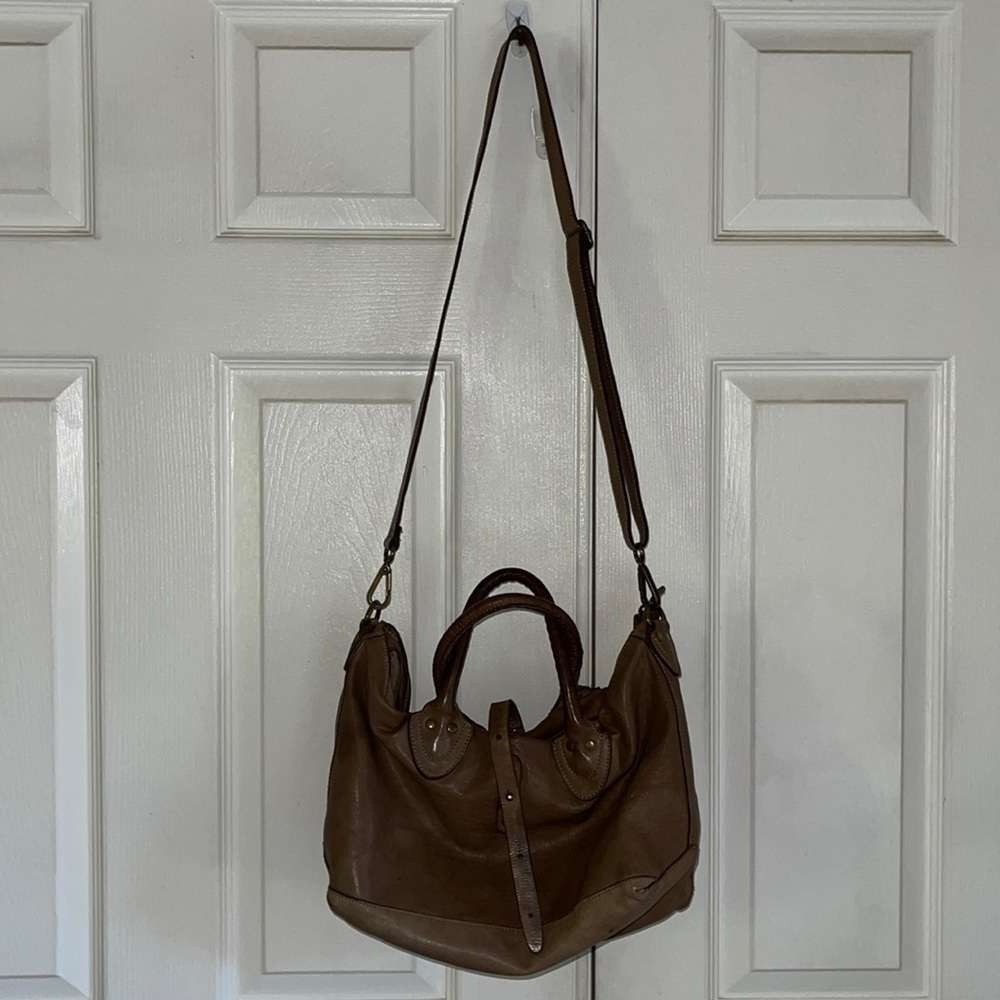 Monserat de Lucca Tan Leather Crossbody Satchel
